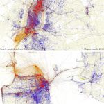 Figure 4. Comparaison des mobilités touristiques à New York et à San Francisco (source : projet Locals and Tourists, 2010).