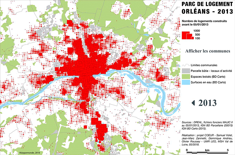 Figure 6. Agglomération d’Orléans, carte interactive du parc de logement 1946-2012.